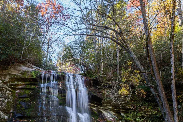 Waterfall cascading over mossy rock in the Blue Ridge Mountains near Asheville