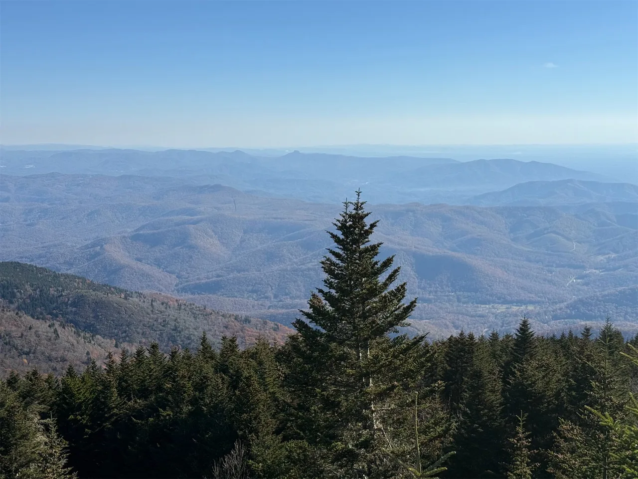 Layered Blue Ridge mountain ridges beneath a clear sky, reflecting the outdoor vision behind CISO Ascent