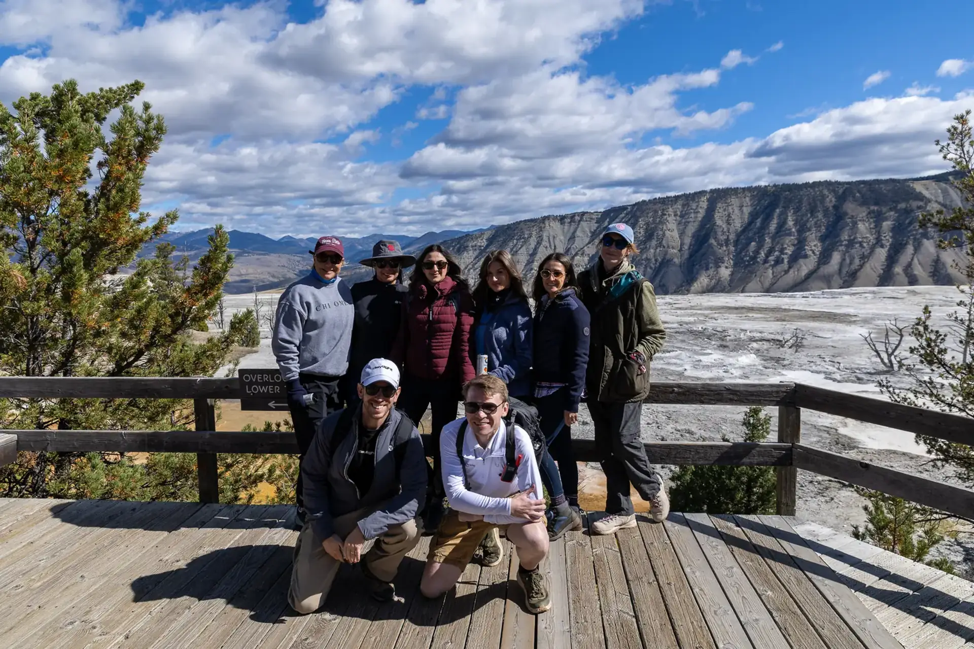 CISO Ascent retreat group above the Mammoth Hot Springs terraces in Yellowstone National Park